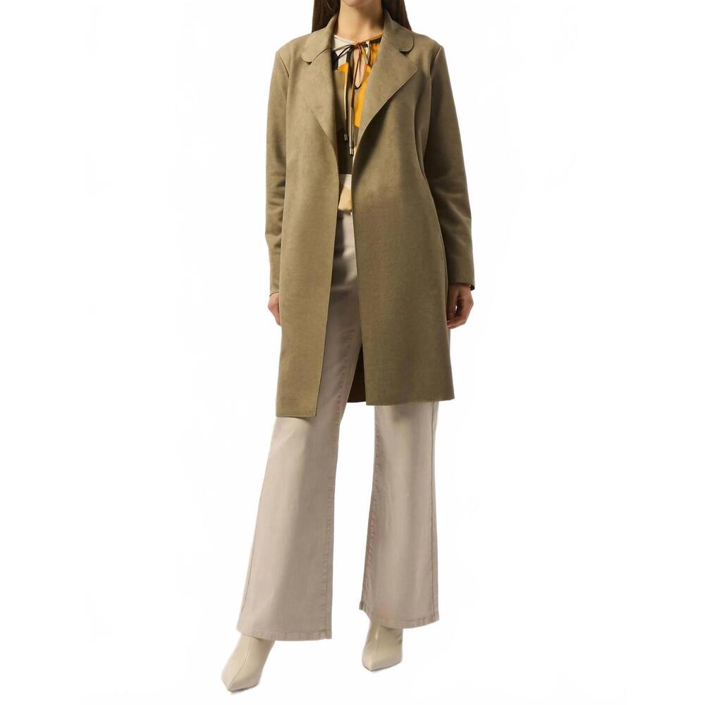 NEW JOSEPH RIBKOFF scuba suede straight coat in java